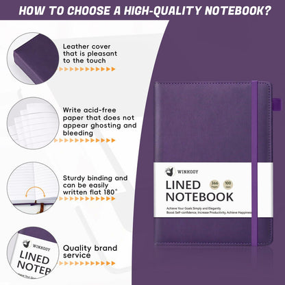 Winkooy Leather Hardcover Lined Journal Notebook A5 366 Pages Pen Loop