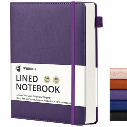 Winkooy Leather Hardcover Lined Journal Notebook A5 366 Pages Pen Loop