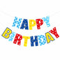 VitalCozy Birthday Banner Red Blue Golden Rings Cartoon Theme Colorful