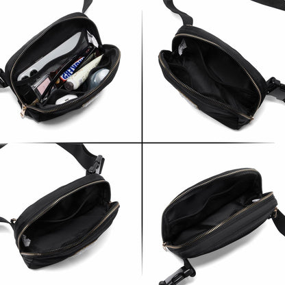 Gitus Personalized Fanny Pack Crossbody Bag for Girls Black Letter Patch