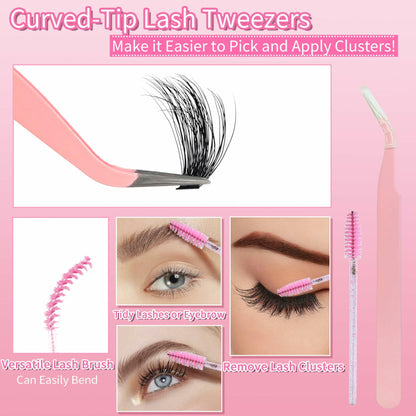 Anforlin Eyelash Extension Kit 280pcs Thick Volume D Curl 14-22mm Black