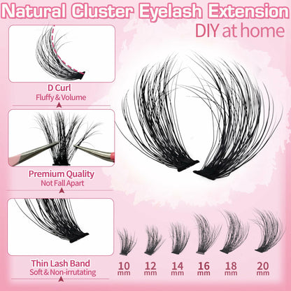 Anforlin Eyelash Extension Kit 280pcs Thick Volume D Curl 14-22mm Black