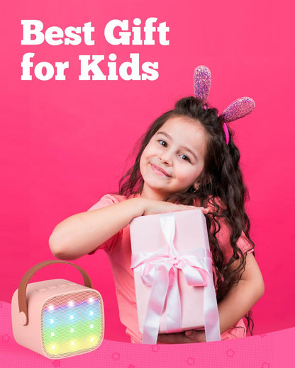VERKB Kids Karaoke Machine Bluetooth Speaker 2 Wireless Mics Pink