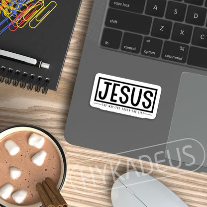 HYKADEUS Jesus The Way Truth Life Christian Bible Verse Stickers 3x1.5 Inch 3Pcs