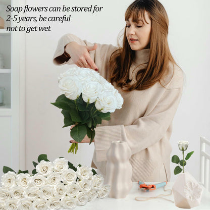 EIGHTOWN DIY Artificial Flowers Indoor 25 Pieces Pink Soap Material