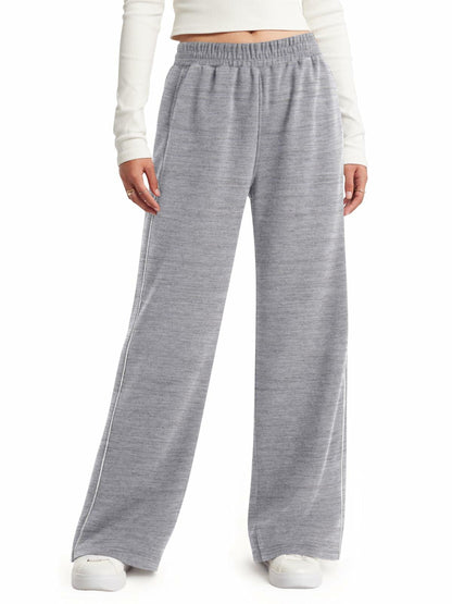 NIMIN Women's Wide Leg Sweatpants High Waisted Baggy Pockets Light Grey XL