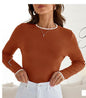 ZESICA Women's Long Sleeve Crewneck Slim Knit Tee Sweater Rust Size XL
