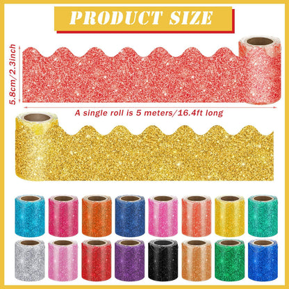 Qeeenar 16 Rolls 263ft Scalloped Bulletin Board Borders Trim Boho Color