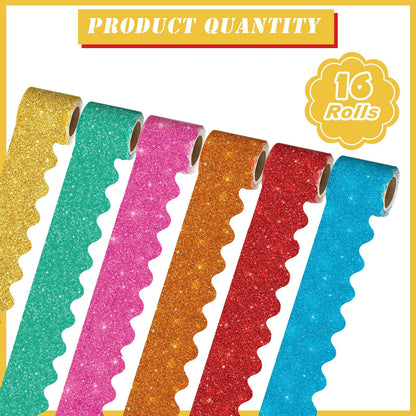 Qeeenar 16 Rolls 263ft Scalloped Bulletin Board Borders Trim Boho Color