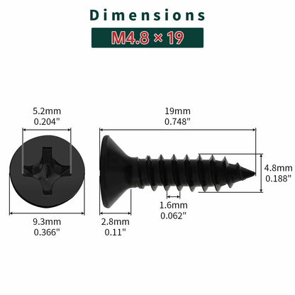Fayeploo #10x3/4" Flat Head Wood Screws 50pcs Black Oxide Stainless Steel
