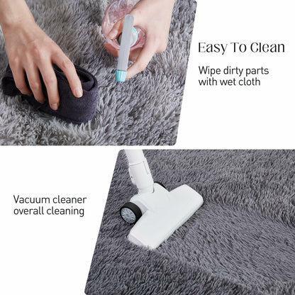 Puremy Grey Round Fluffy Rug 5ft Non-Slip Carpet for Kids Nursery Room