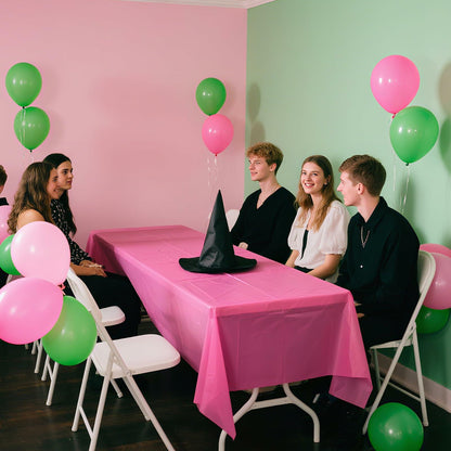 CIEOVO 8 Pcs Pink Green Disposable Witch Tablecloths Rectangle Plastic