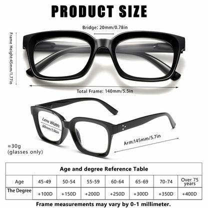 Dccdllo Women's Blue Light Blocking Oversized Square Reading Glasses +3.5