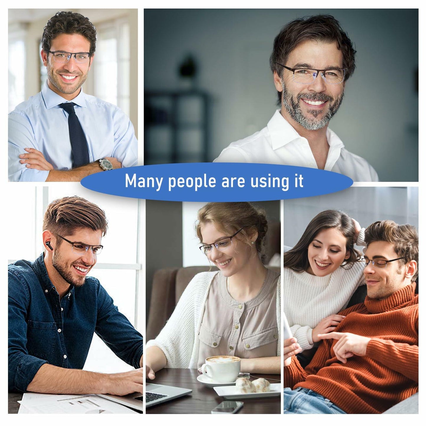 Anourney 3-Pack Men’s Reading Glasses +2.25 Metal Half Frame Blue Light