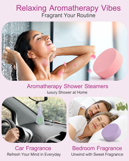 OYEKEEP Aromatherapy Shower Steamers Essential Oil Bombs 12pcs Purple Lemongrass