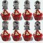 LeeSky 32Pcs Halloween Gravestone Cupcake Toppers Orange Black Purple Paper