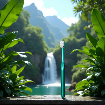 Calsgkspray Green Wide Head Fine Bristle Portable Manual Toothbrush