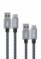 FHG USB 3.0 to USB-C Cable 3.3FT 2Pack Nylon Braided Fast Charging Black
