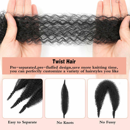 MCNJM Springy Afro Twist Marley Braiding Hair 16 Inch 8 Packs 1B#
