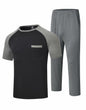 MoFiz Men's Pajama Set Short Sleeve T-Shirt & Shorts Dark Gray/Black Size 2XL