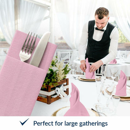 PAW Decor Collection Baby Pink Linen-Feel Paper Napkins 16x16in 50pcs