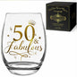 Vagafilla Stemless Wine Glass 15oz Glitter Gold Birthday Gift Transparent