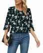 TASAMO Women's 3/4 Sleeve Loose Blouse Tunic Top Dark Green Size XX-Large