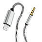esbeecables Apple iPhone Lightning to 3.5mm Aux Cable Silver 3.3ft