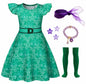 Akokvlar Girls Halloween Disgust Joy Costume Dress Green Size 9-10 Years