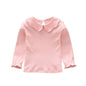 HDLEXD Baby Girls Long Sleeve Doll Collar T-Shirt Pink Size 5T
