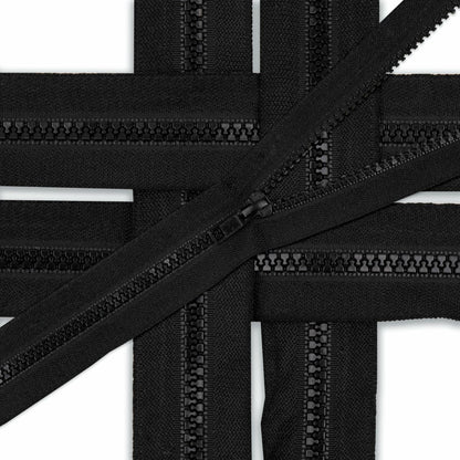 YAKA 4PCS #5 22in Separating Jacket Zippers Black Molded Plastic Size 22in