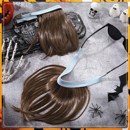 Suncalla 2 Pcs Mullet Wig Eyewear Retainer Light Brown Funny Party Cosplay