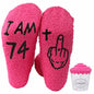 Luhiew 75th Birthday Funny Socks for Women Grandma Wife – Rose Red