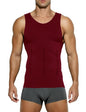 Casey Kevin Men’s Sleeveless Compression Shirt – Shapewear Vest Small, Wine Red