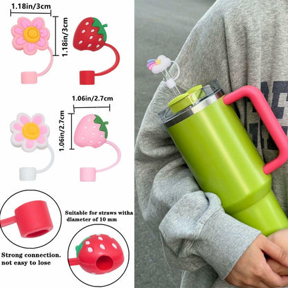 5Pcs Silicone Straw Covers for Stanley Cup 30&40oz Tumbler Pink Reusable