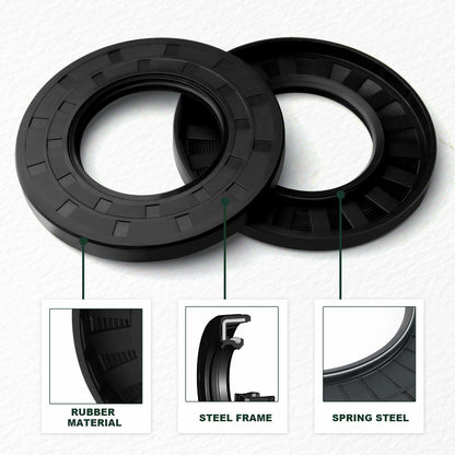 Yethuanru 2PCS 17x26x7mm Black Double Lip Oil Seal Nitrile Rubber with Spring