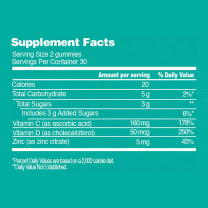 FREEYU Halal Gluten-Free Immunity Gummies Multivitamin with Zinc C D 60pcs