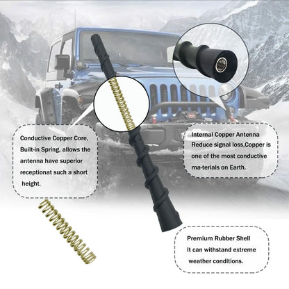 Universal 7" Car Radio Rubber Antenna AM/FM Roof or Side Mount with 9 Screws