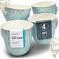 Stoneware Coffee Mug Set of 4 Modern Beige Blue Ceramic Cups 14.5oz