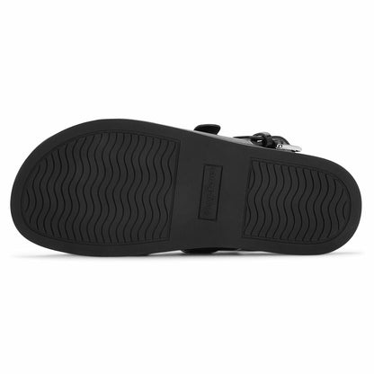 CosyFever Women’s Black Slip On Flat Sandals Adjustable Strap Size 9