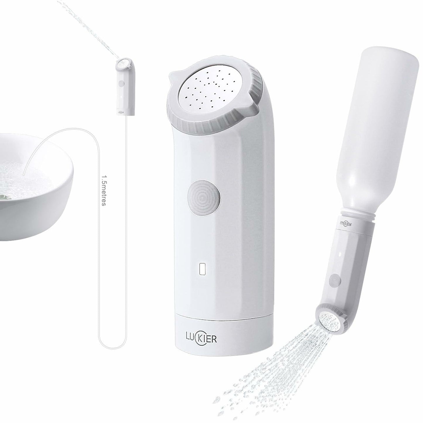 LUCKIER Portable Electric Bidet Handheld Spray 1.5m Hose Travel Use