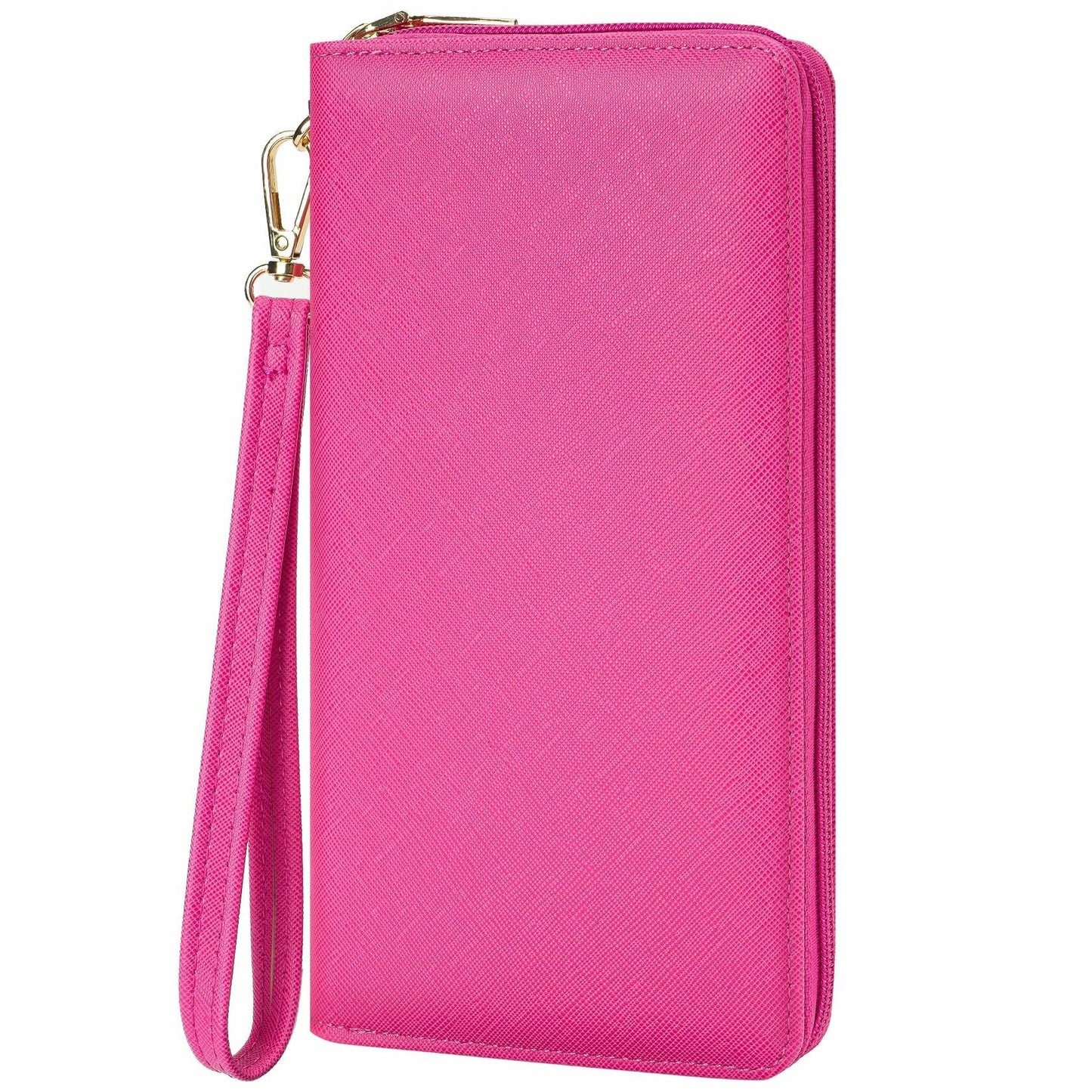 Chelmon Women's Vegan Leather Clutch Wallet with Zip, Hand Strap, Large Capacity