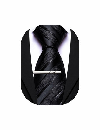 Barry.Wang Silk Men Striped Necktie Tie Clip Blush Pink Size One Size