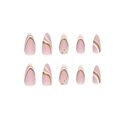 Enppode French Tip Almond Acrylic Press On Nails Medium White 24 Pcs