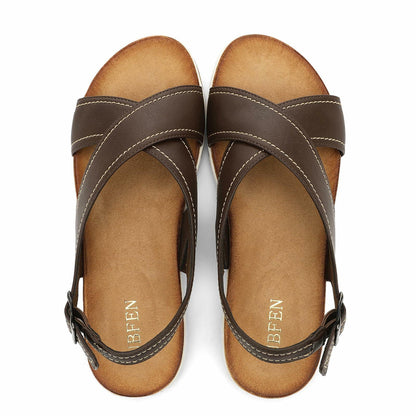 UBFEN Womens Flat Sandals Arch Support Open Toe Adjustable Slingback US 7