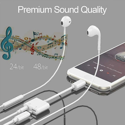 esbeecables Lightning to 3.5mm Audio & Charger Adapter 3-Port Lightweight