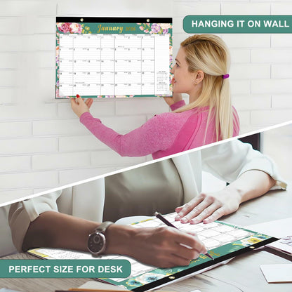 Lbylyhxc 2026 18-Month Desk Calendar Flowers 17x12 inches