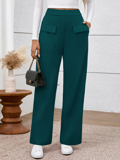 BTFBM Women's High Waisted Stretchy Palazzo Pants Dark Blue Size L