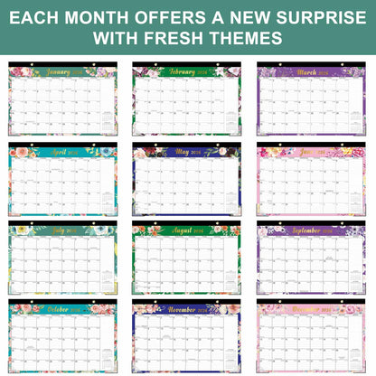 Lbylyhxc 2026 18-Month Desk Calendar Flowers 17x12 inches