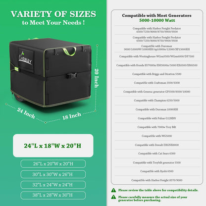 UIRWAY Generator Cover Waterproof 24x18x20in 600D UV-Resistant Heavy Duty
